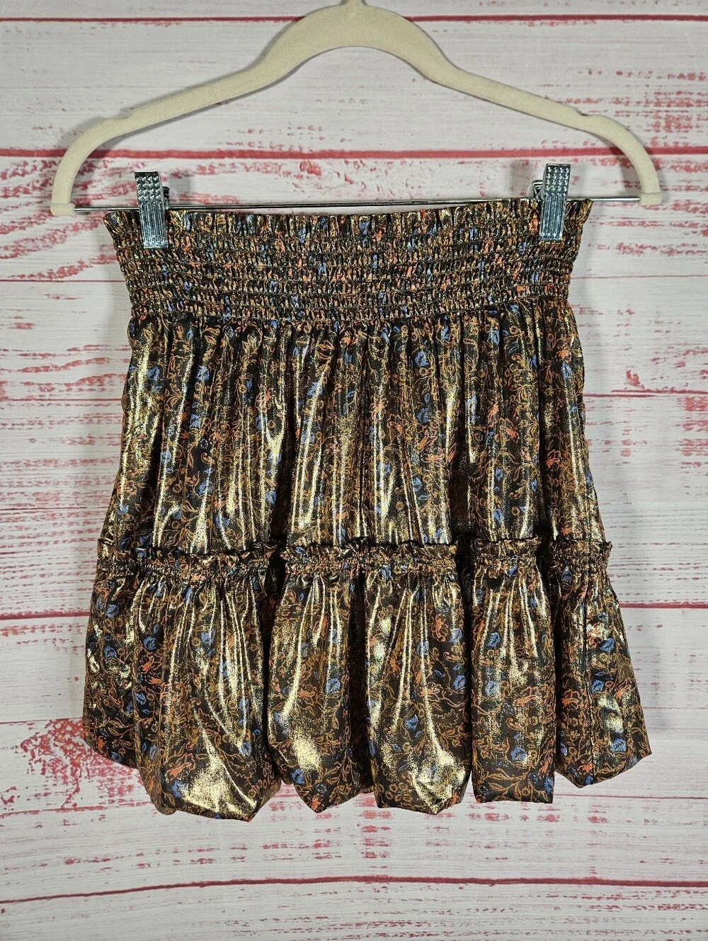 Free People Metallic Bubble Mini Skirt